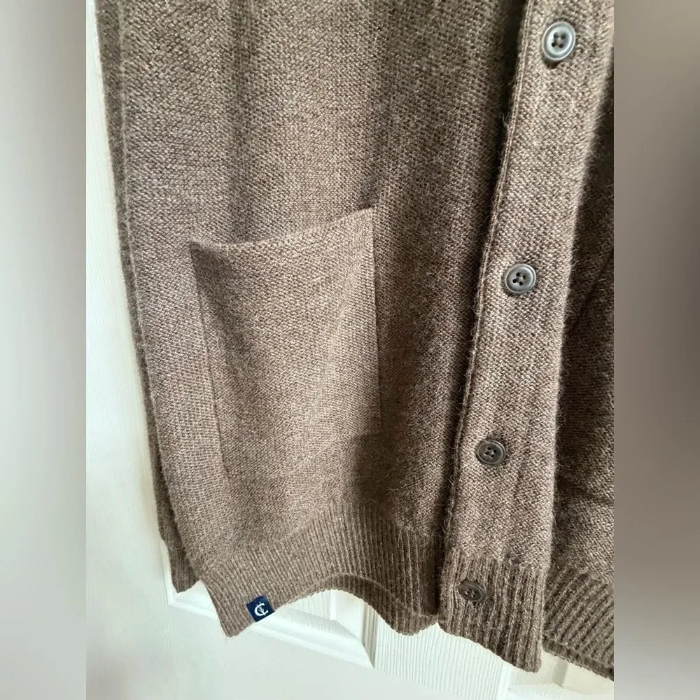 Alpaca Western Sweater Jacket Men’s Button Front Cardigan Patch Pocket Large